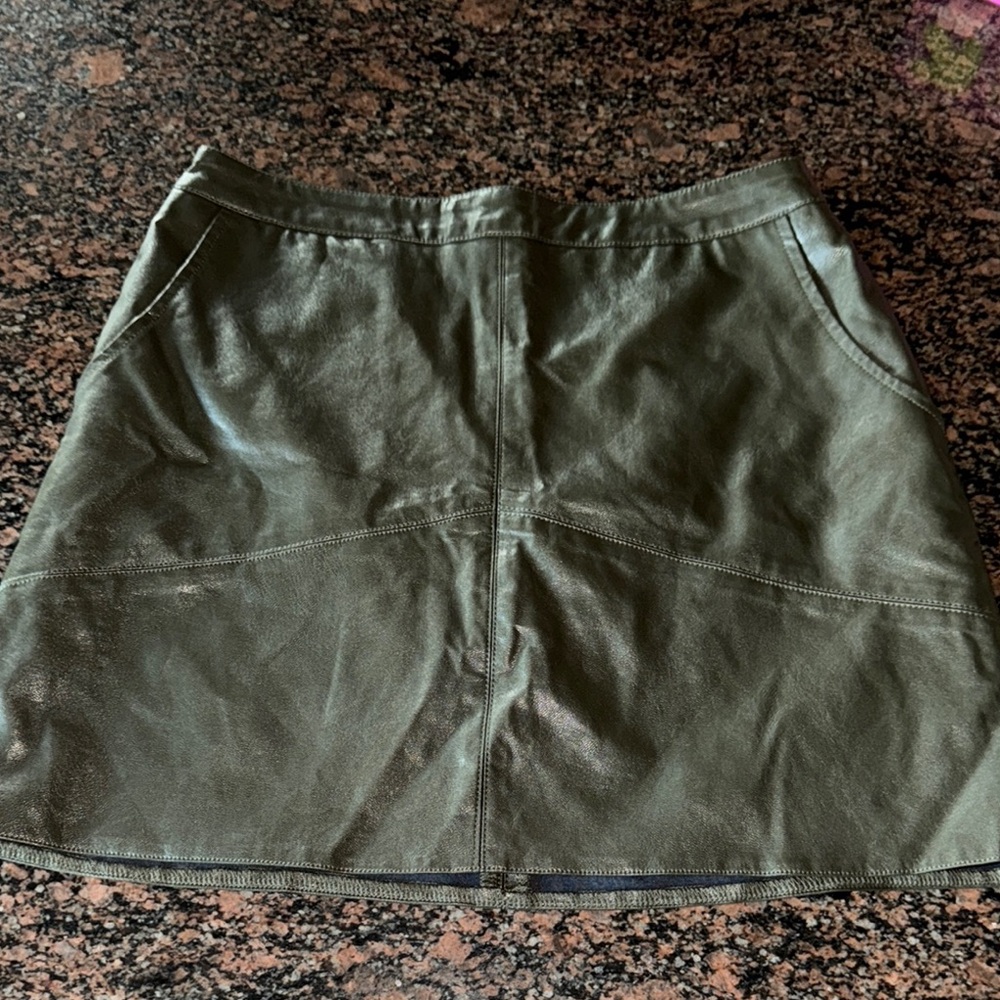 Olive Green pleather Skirt